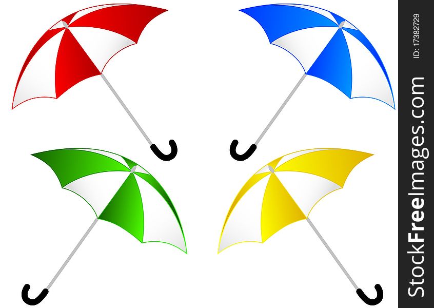 Vector set of colored umbrellas