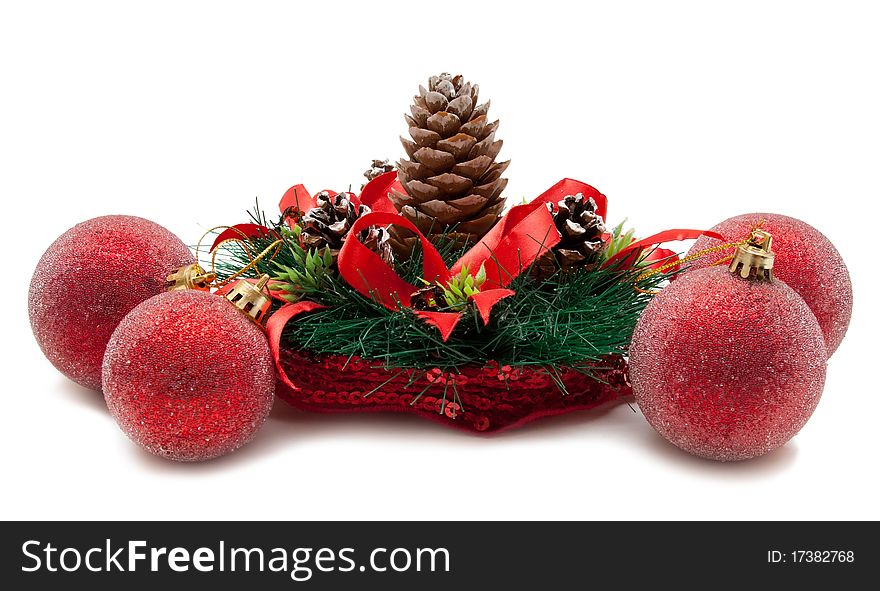 Christmas tree with a pinecone on a white background