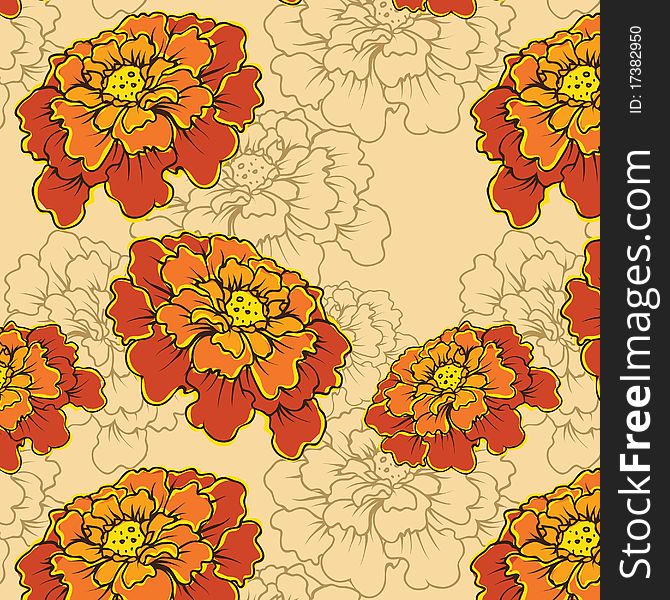 Seamless background with decorative flowers