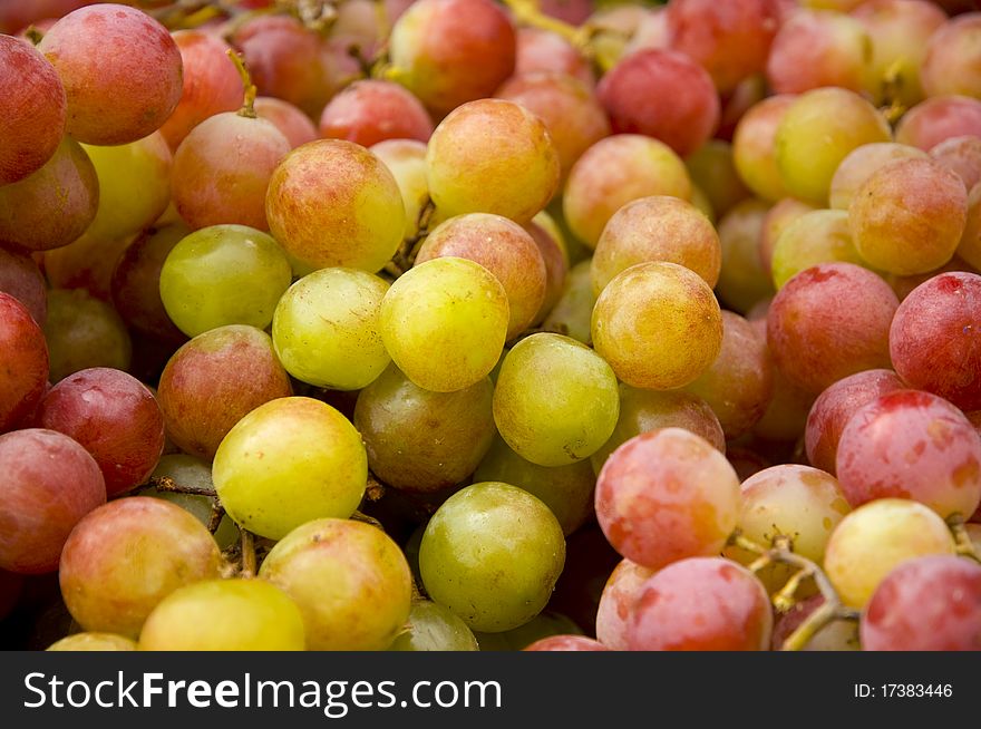 Bulk of grapes in food market