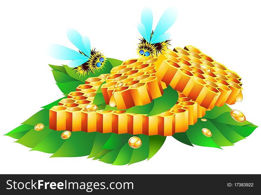 Honeycomb And Bees