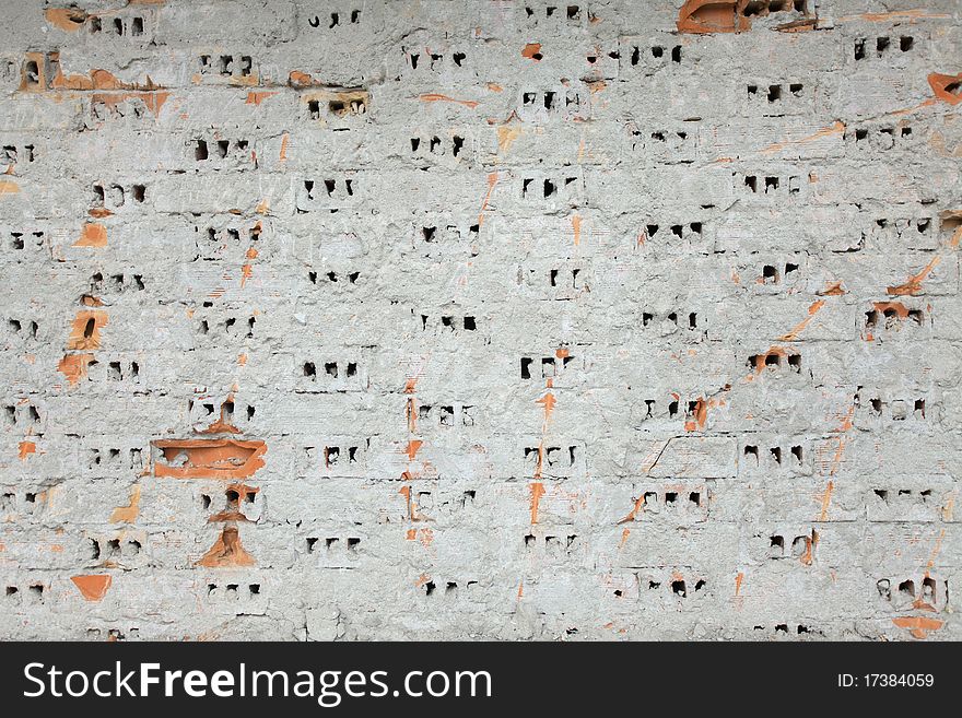 Stripped brick wall