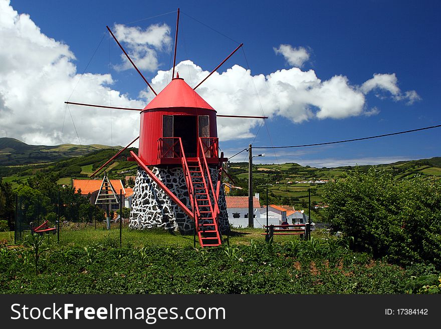 The typical old windmill on Faial island