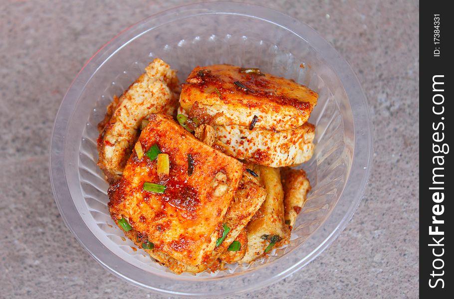 Fried bean curd, a famous and popular snack in China