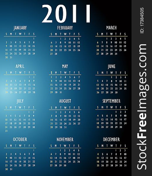 Blue Abstract fantasy 2011 Calendar