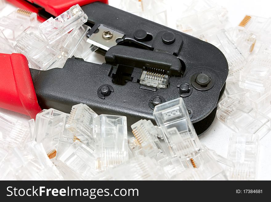 The tool for compression of a network computer cable. The tool for compression of a network computer cable