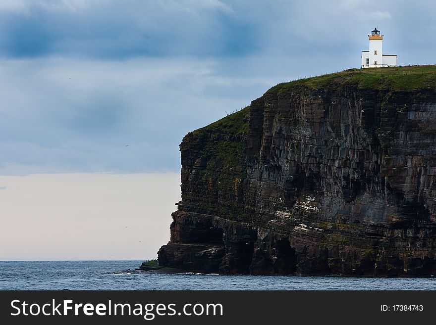 Lightouse in Scotland, Sutherland, with copy space. Lightouse in Scotland, Sutherland, with copy space