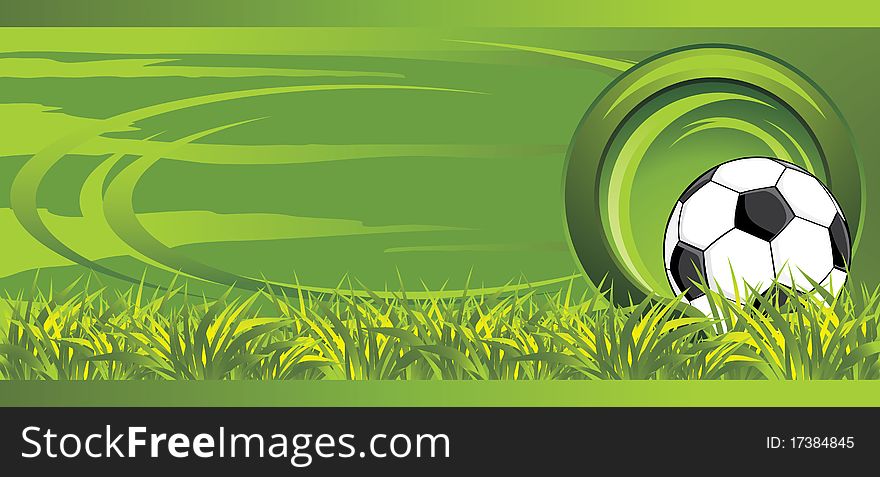 Soccer Ball On The Meadow. Decorative Banner