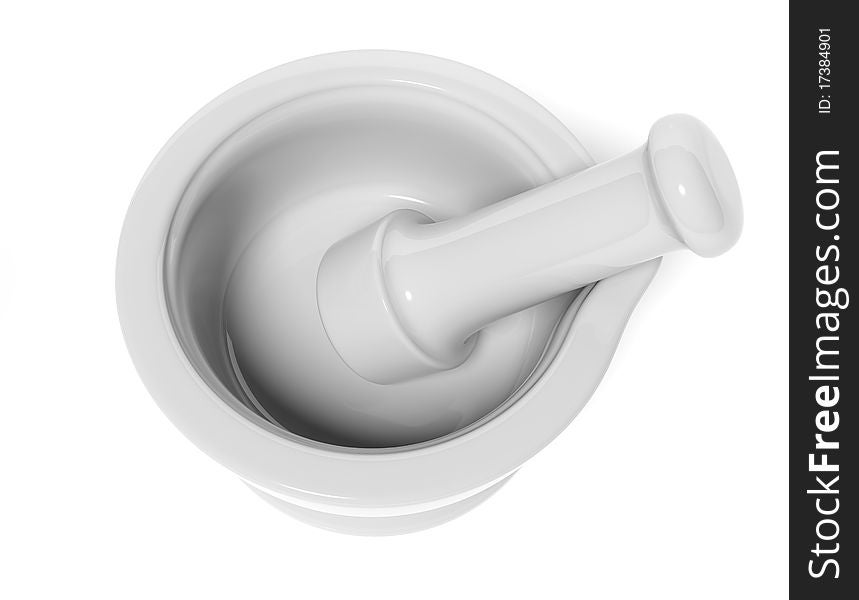 White ceramic mortar and pestle