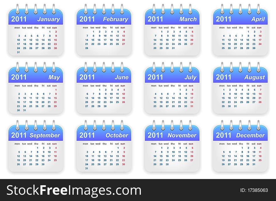 Calendar 2011 year in blue illustration