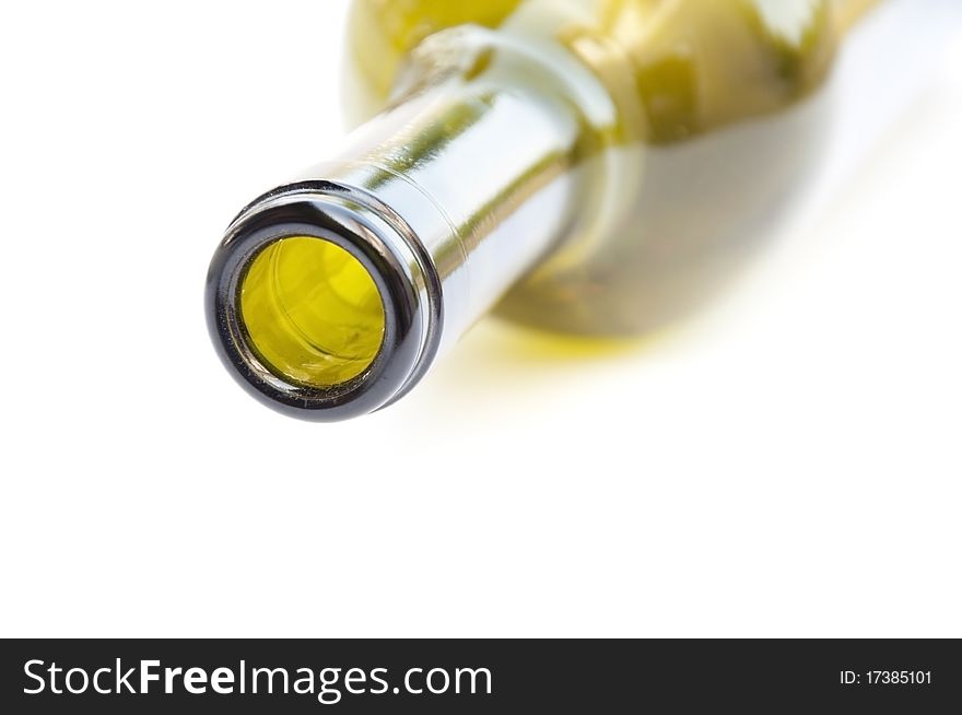 Close up wine bottle as white isolate background