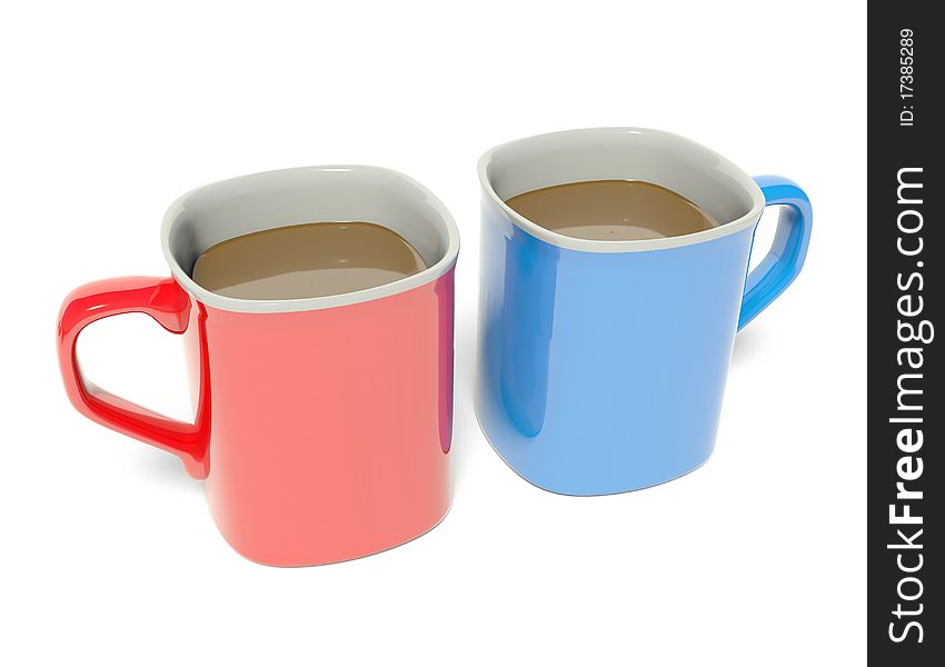 Colored coffee cup, red and blue