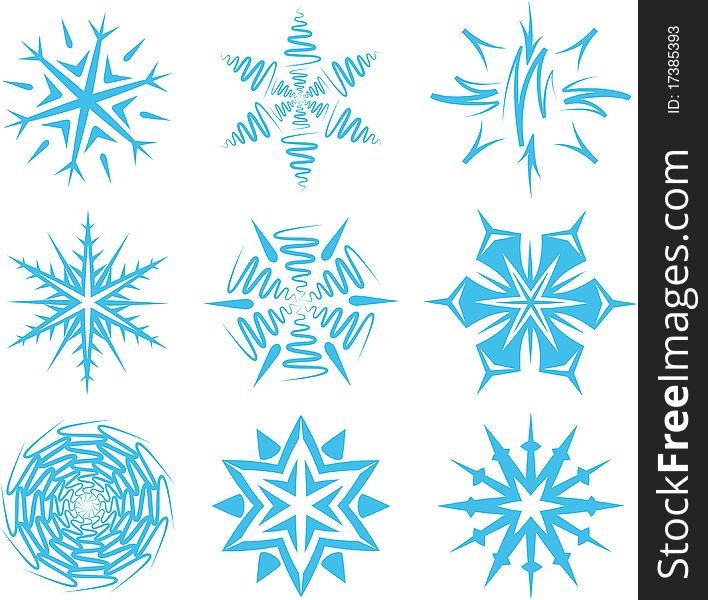 Illustration with a set of snowflakes