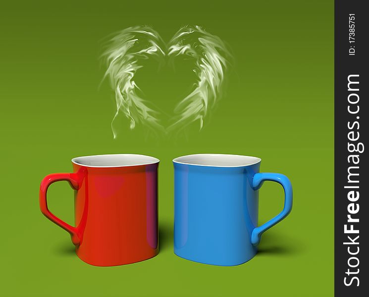 Two mug and pairs view heart