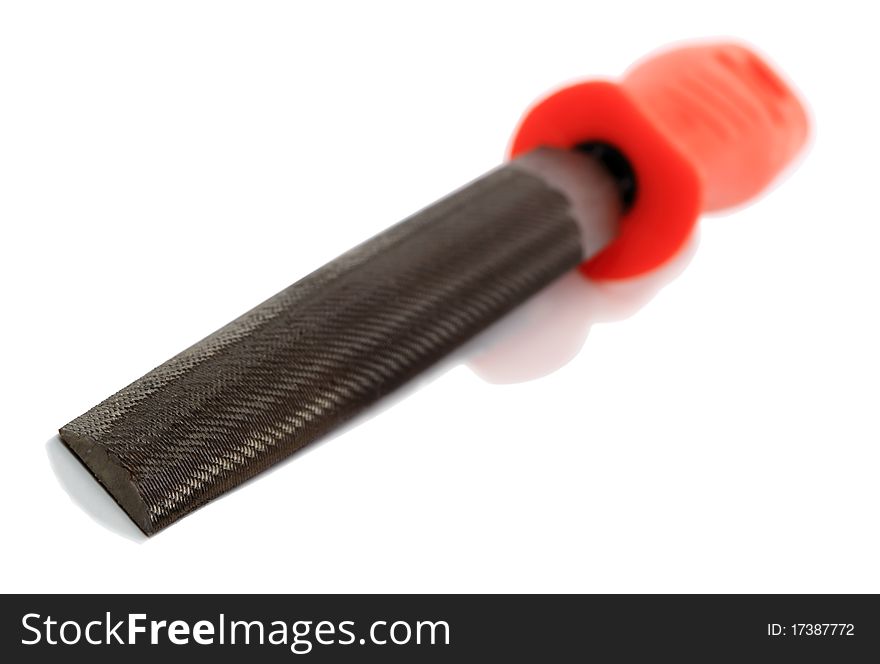 Rasper with red handle isolated on white background