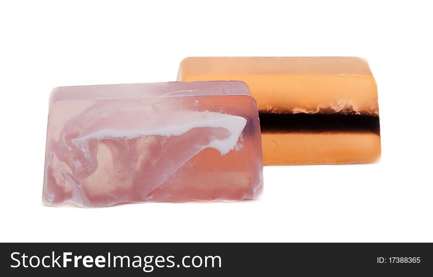 Two pieces of fruit soap