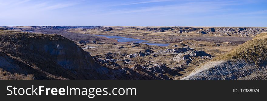 Badlands in Dinosaur Provincial Park Panorama