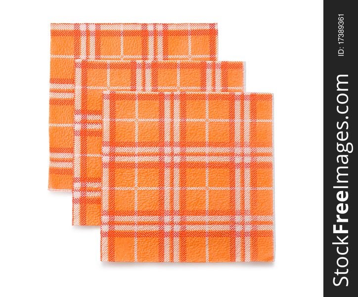 Three paper napkins. isolated on a white background.