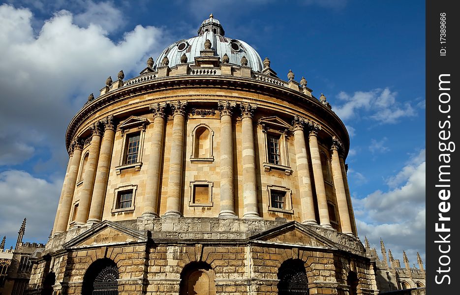 The Radcliffe Camera in Oxford with blue sky