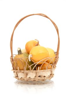 Pumpkins In A Basket Royalty Free Stock Photo