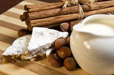 Gingerbread, Nuts, Milk And Cinnamon Stock Photos Gingerbread, Nuts, Milk And Cinnamon Stock Photos