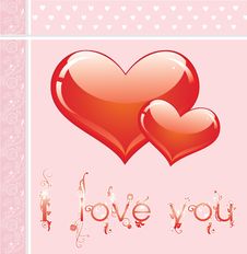 Pink Card With Hearts Royalty Free Stock Photos