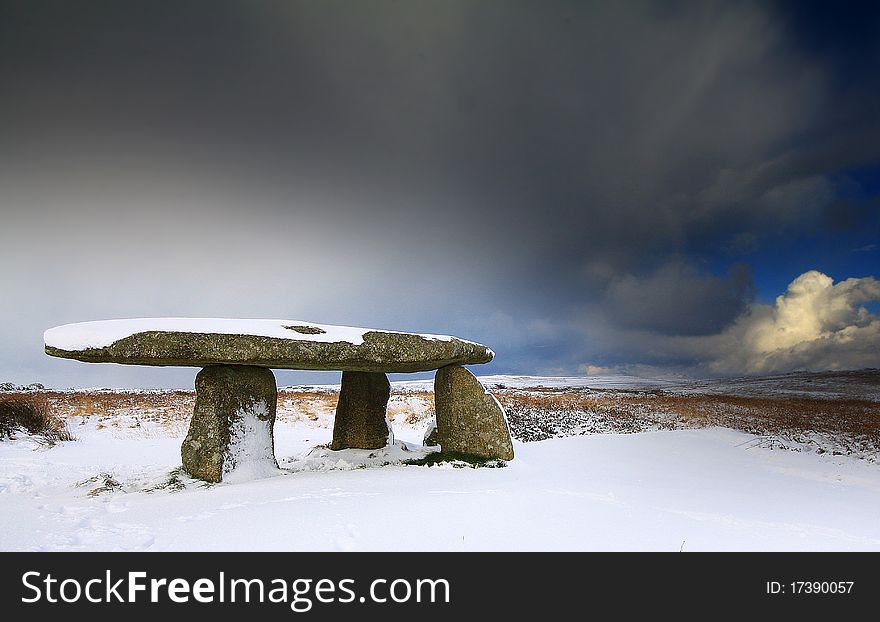 Lanyon Quoit In The Snow.