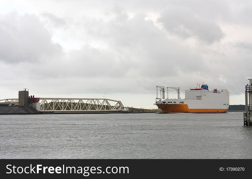 Ro ro vessel in the port of rotterdam