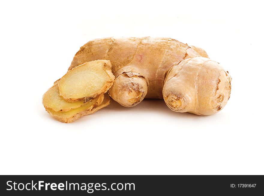 Root ginger isolated on white background