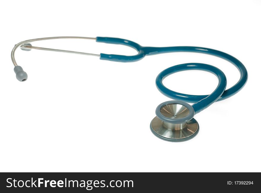 A medical stethoscope isolated on white. A medical stethoscope isolated on white