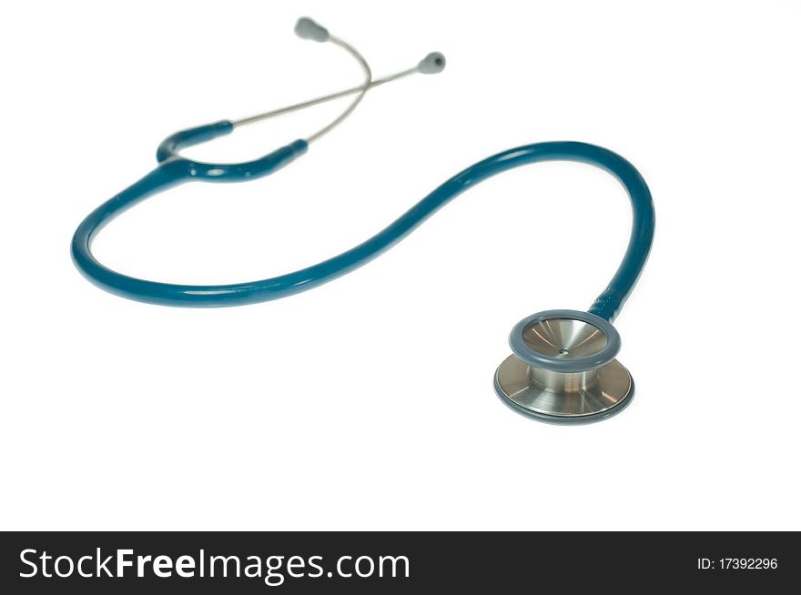 A medical stethoscope isolated on white.