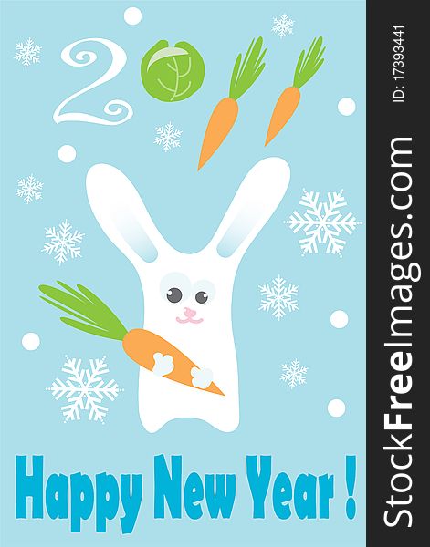 vector illustration of a rabbit with new year greeting