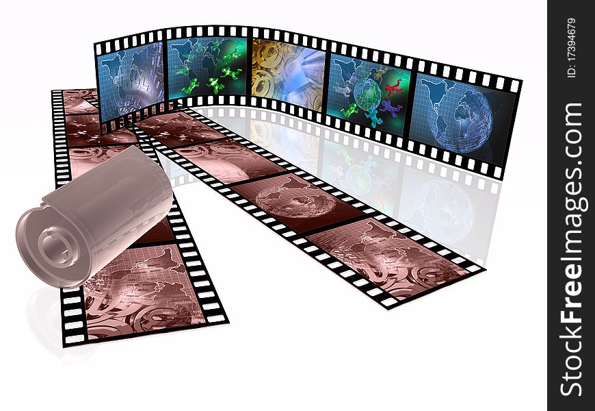 Film rolls and cassette with color pictures (communication). Film rolls and cassette with color pictures (communication).
