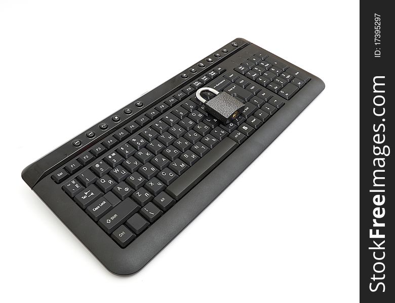 Lock on the keyboard isolated on white background