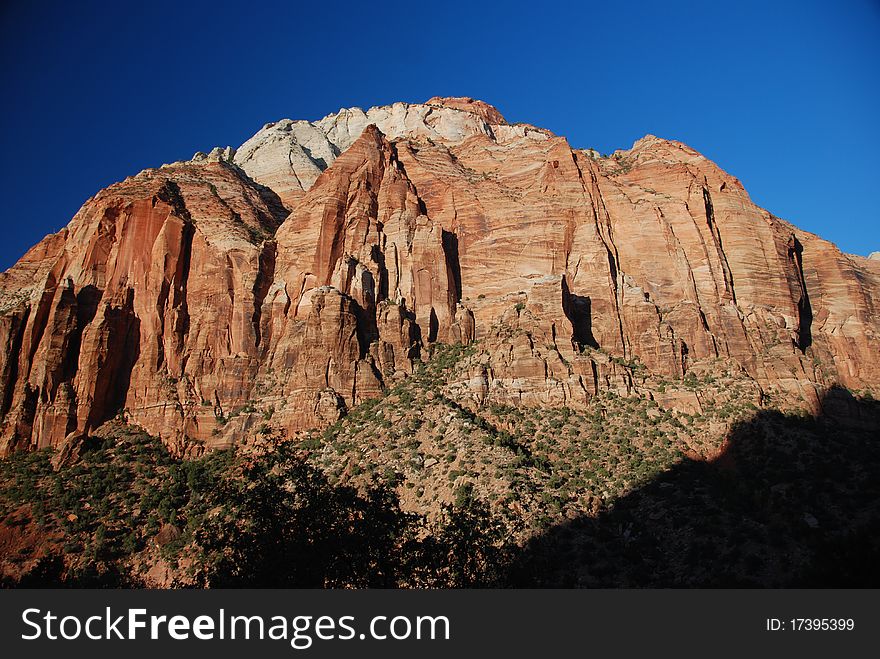 View of the rocks of Zion park in Utah. View of the rocks of Zion park in Utah