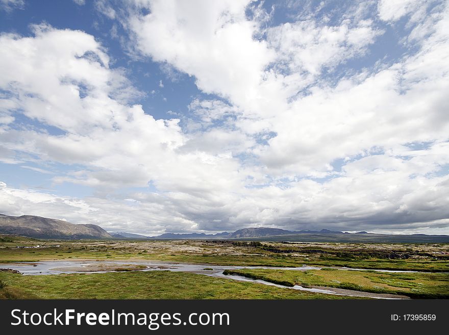 Landscape of Thingvellir National park in southwest Iceland