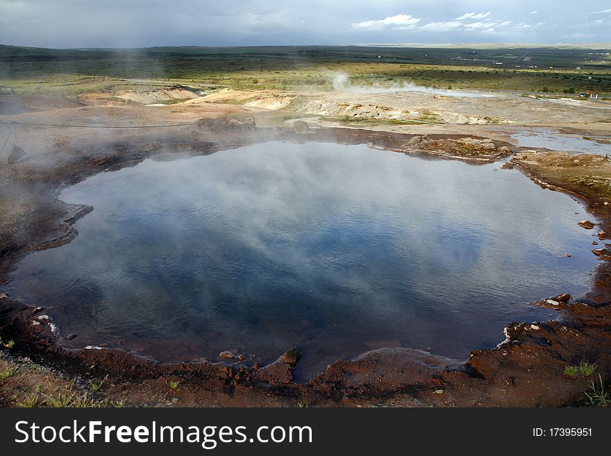 Geothermal area in Geysir region in Iceland