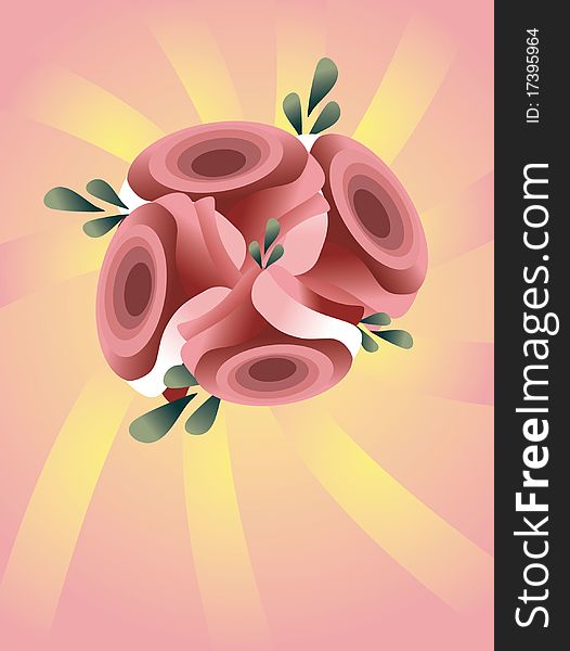 Four flowers on pink background