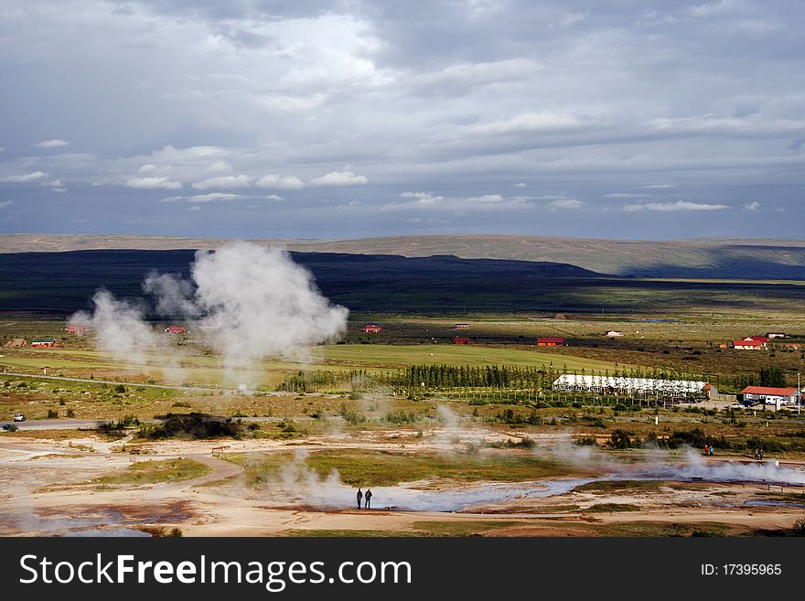 Geothermal area in Geysir region in Iceland