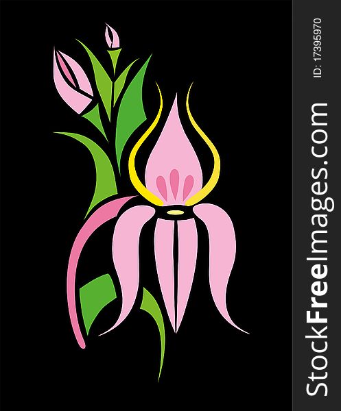 Vector tattoo flower on background