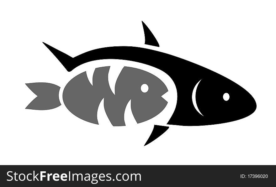 Two black fish on white background