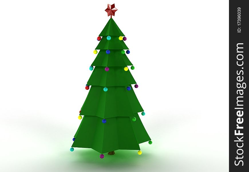 Toy Christmas tree made of plastic with Christmas balls on white background â„– 3. Toy Christmas tree made of plastic with Christmas balls on white background â„– 3