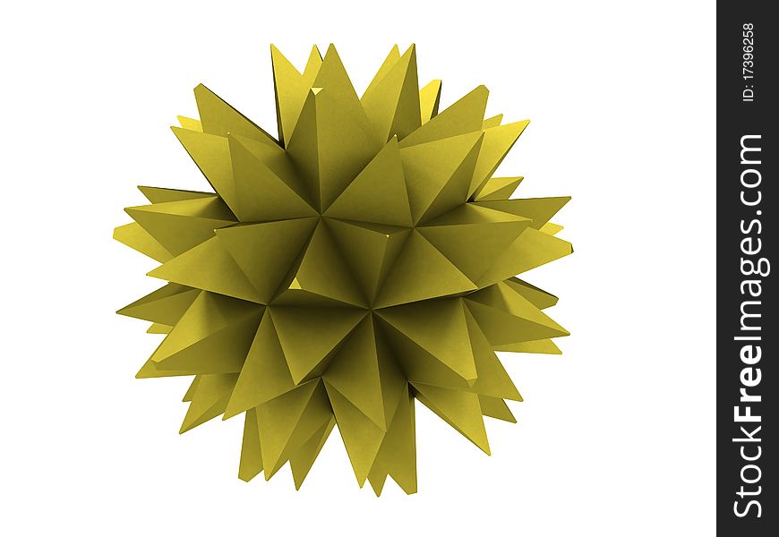 Polygon of yellow metal on a white background
