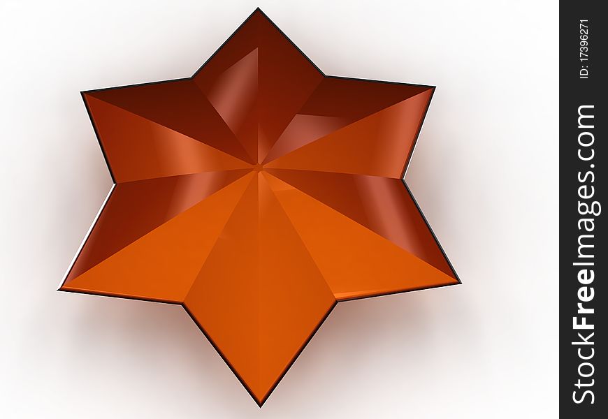 Hexagonal yellow-red star on white background