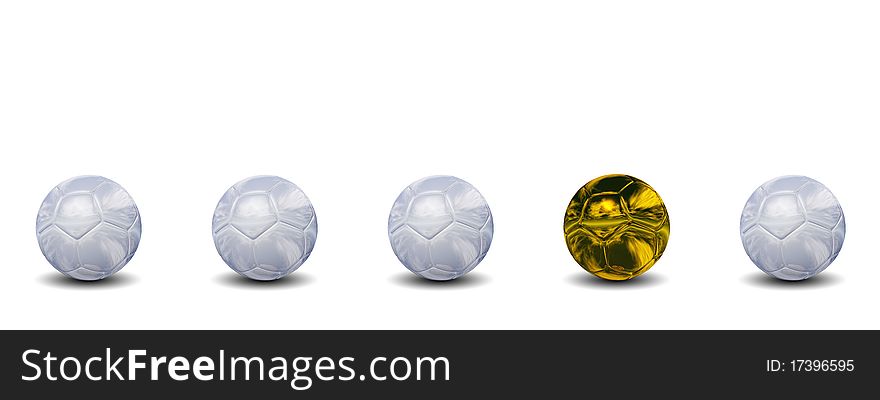 High resolution conceptual 3d soccer balls isolated on white