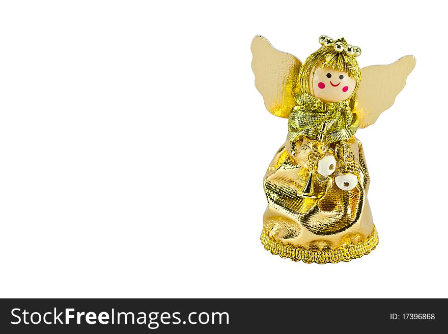 Christmas doll angel on white background