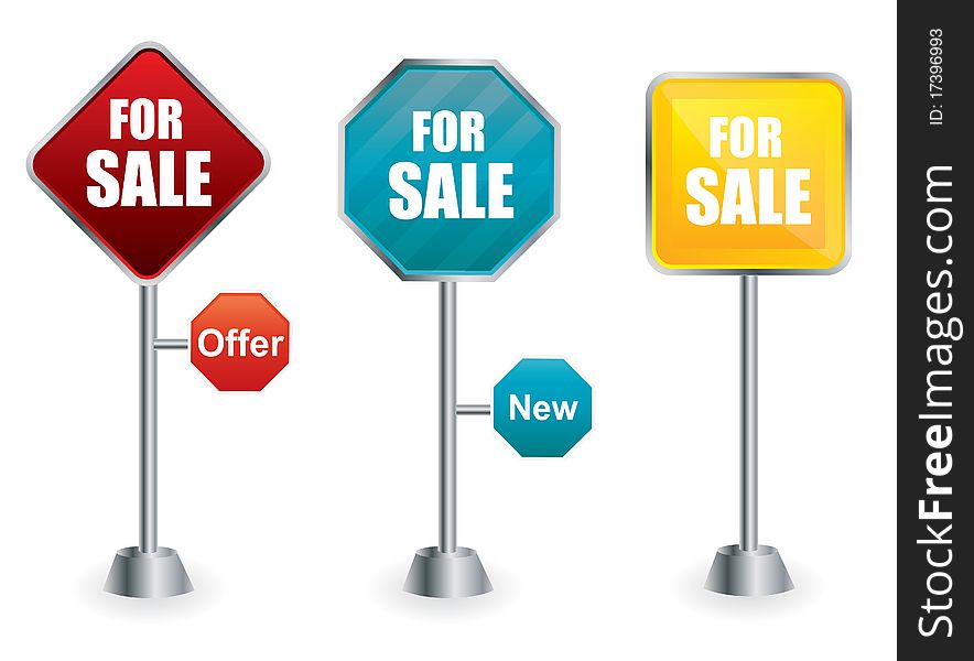 For Sale Signs On Signposts