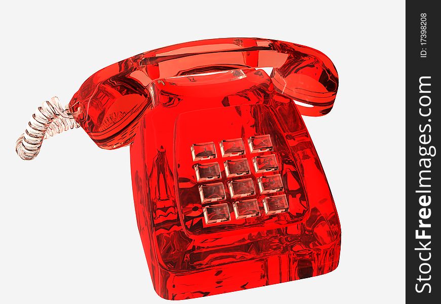 Red glassy decorative phone on a white background. Red glassy decorative phone on a white background