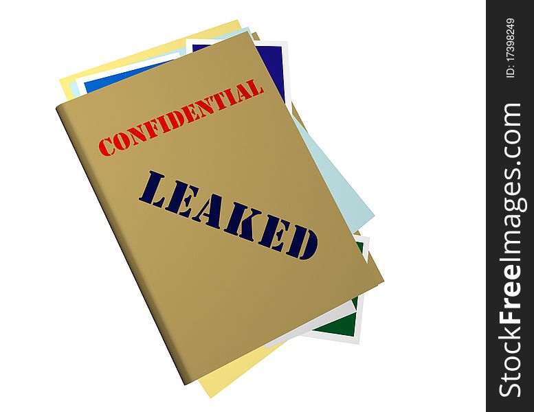 Folder marked Confidential stamped Leaked. Folder marked Confidential stamped Leaked