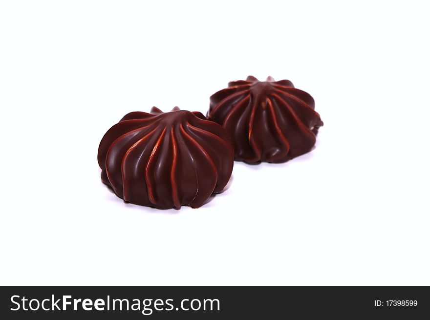 Photo of the chocolate on white background